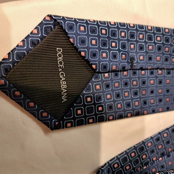 Dolce & Gabbana Navy Square Pattern Tie - Picture 2 of 2